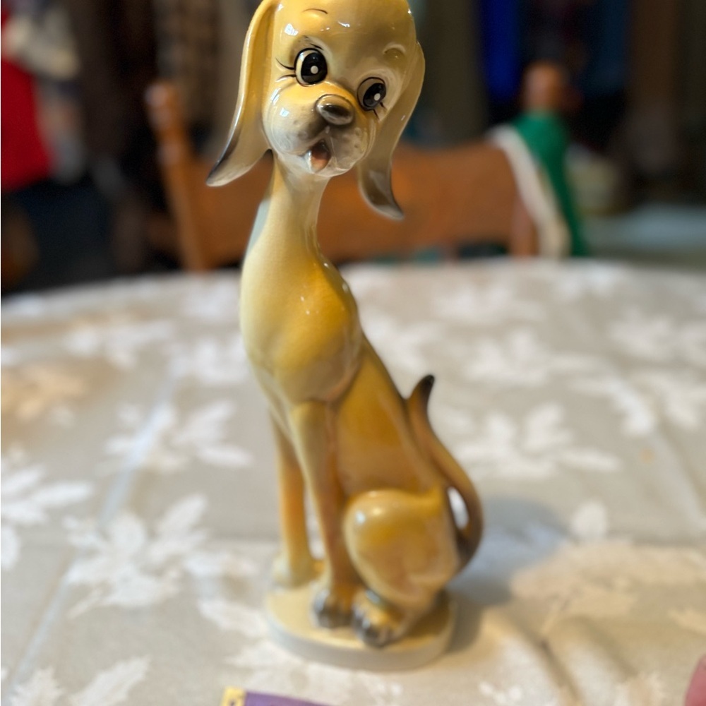 Vintage Charming Ceramic Dog Figurine - Yellow
